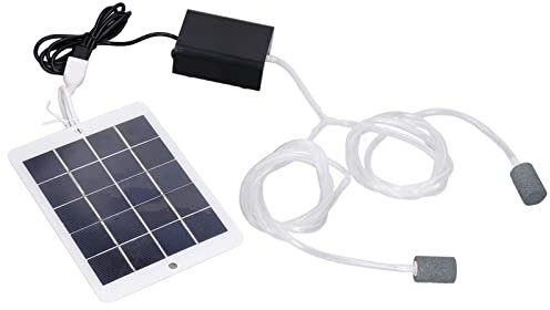 Jacksing Luftpumpe mit Sauerstoff, Solarenergie, 3 W, Solar-Teichbelüfter, Fischbelüfter mit zwei Ausgängen für Teiche, Fische, Aquakultur, Hydrokultur, Bubbleponics, Köderbehälter