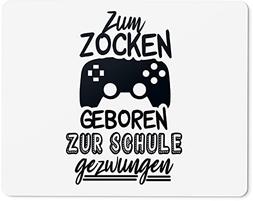 JUNIWORDS Mauspad Mousepad, Zum Zocken geboren, zur Schule gezwungen