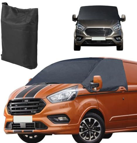 Opaltool Couverture Enveloppe de Pare-Brise Avant pour Ford Transit Custom 2012-2025, 600D Imperméable et Résistante aux Intempéries Protege Pare Brise Givre, Couverture de Pare-Brise Avant de Voiture