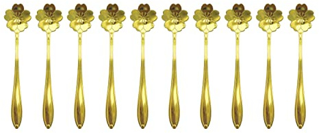 10 cucchiai in acciaio inox a forma di fiore, cucchiai da dessert creativi, cucchiaini da caffè, cucchiaini da tè, zucchero, gelato (sakura)