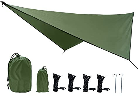 XIANGBINXUAN Schutzplane Zeltplanen Wasserdichtes Tarp, UV Schutz Sonnensegel Zelt Mehrzweck Campingzelt Plane Regenschutz Leichte Tragbare Für Wandern Reisen (Army Green)