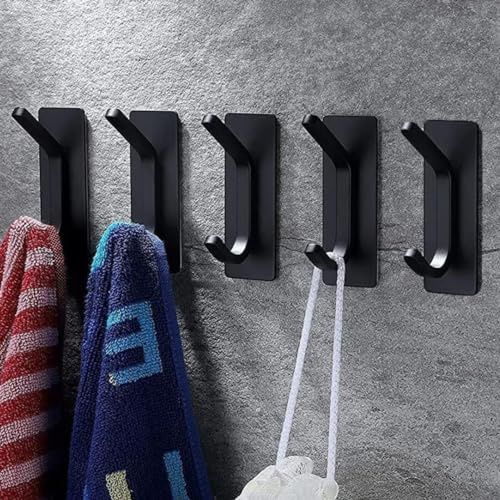GlazieVault Self Adhesive Hooks 5 Packs | Coat Hooks Wall Mounted |Waterproof Heavy Duty Stick on Wall