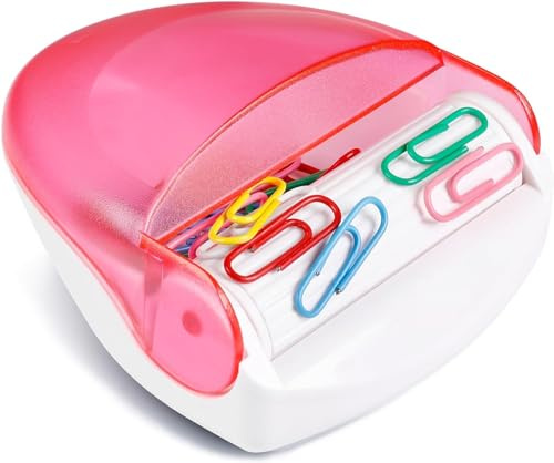 BITOSEE Magnetischer Büroklammer-Halter für Schreibtisch, Büro-Organizer mit 100 goldfarbenen Büroklammern (28 mm), Rosa