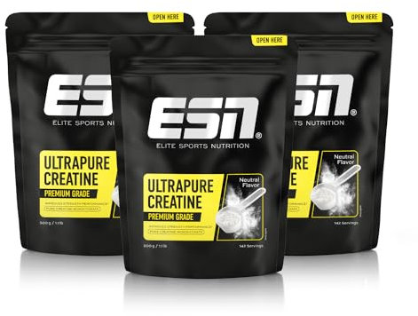 ESN Ultrapure Creatine Monohydrate, 3 x 500 g, 426 Portionen, Kreatin Pulver, mikrofein & optimal löslich, vegan - made in Germany