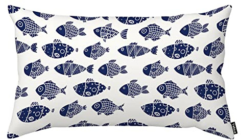 Yekiua Fundas de almohada con diseño de peces, agua marina, vida marina, peces, color azul, fundas de almohada con impresión por un lado, 50,8 x 91,4 cm, tamaño King