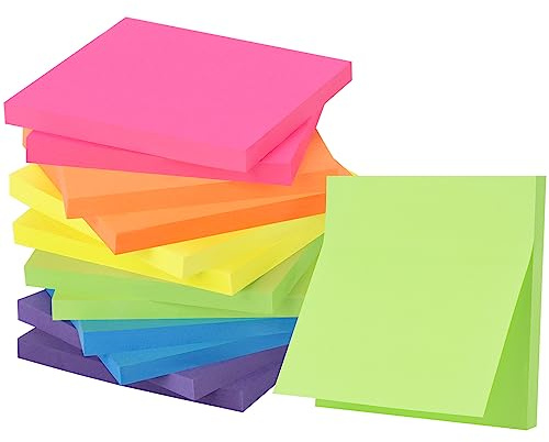 ZCZN Notas Adhesivas, Pack de 12 Bloc de notas, 76 x 76 mm Notas Autoadhesivas, 60 Hojas por Bloc, 6 Colores