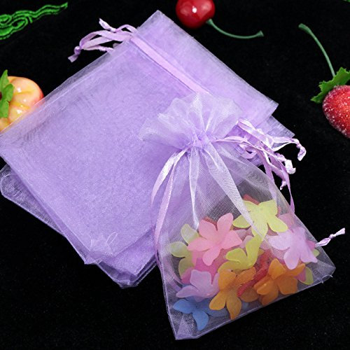 SYSUII 100 Stück Organzasäckchen,30x40cm Organzabeutel Säckchen Geschenkbeutel Organza, Schmuckbeutel Hochzeit-Säckchen mit Kordelzug Für Festival süßigkeiten Party Und Hochzeit Weihnachten, Lila #