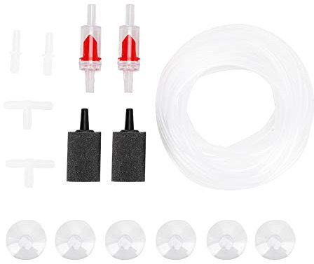 Aquarium-Luftpumpen-Zubehör-Set, Aquarium-Sauerstoffkompressor-Zubehör mit Luftsteinen, DREI-Wege-Umschaltventil, Saugnäpfen
