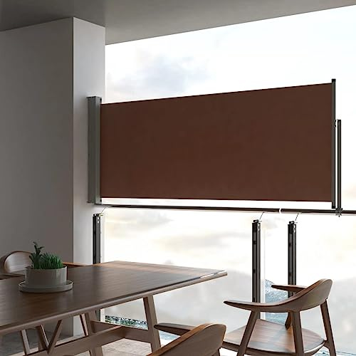 Higsose Toldo lateral extensible, 100 x 300 cm, marrón, protección visual, balcón, jardín, terraza, balcón, protección contra el viento, terraza, elegante toldo lateral