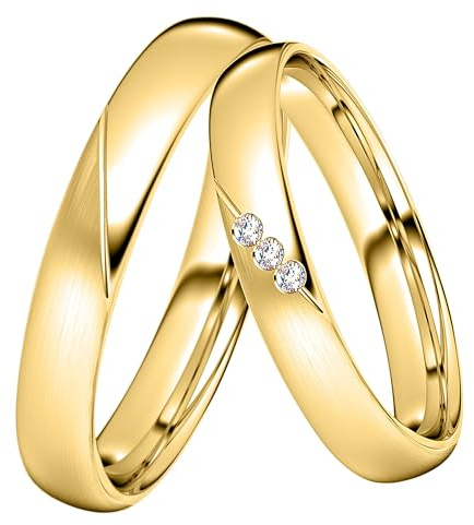 DOOSTI Trauring/Partnerring/Ehering - SWEET Yellow Silber 925/- Silber Ring - hochwertiger Silberring Gelbgold vergoldet- Damen und Herren Variante - Mit Gratis Wunschgravur