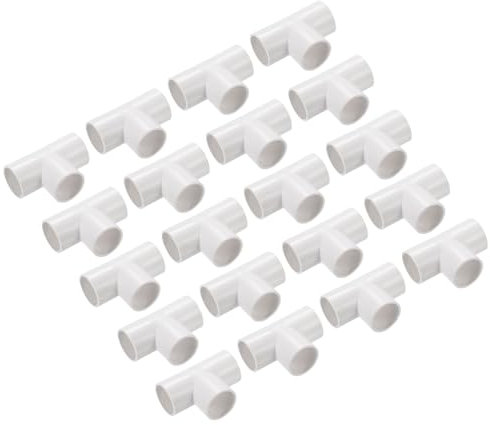sourcing map PVC Conduit Coupler T-Shaped Fittings Coupling Connector Pipe White 20 mm 3 Ways for Garden Electrical Conduit Pack of 30