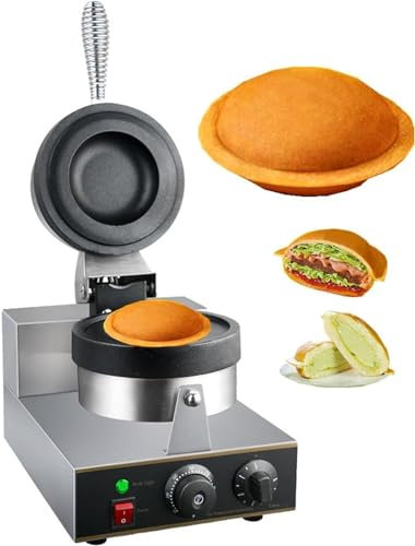 Gaufrier Commercial Pour Hamburgers, 1300 W, Presse à Panini électrique Antiadhésive, Contrôle De La Température De 50 à 300 ℃, Chauffage Double Face, Minuterie De 5 Minutes, Machine à Gaufres Aux œuf