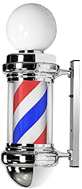 Letrero Impermeable con iluminación LED para Poste de Peluquero, Adecuado para barbería, peluquería, lámpara de Giro montada en la Pared con Rayas Blancas y Negras, Rojo, Blanco y Azul