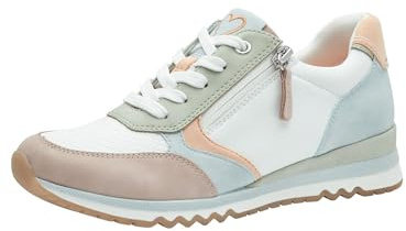 MARCO TOZZI Damen Sneaker flach mit Reißverschluss Freizeit, Mehrfarbig (White/Moss), 39 EU