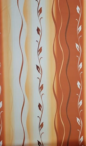 Gardinen Vorhangen Mondego Orange 140x160 cm (BxH) 1 Stück Gardine mit Kräuselband Curtains Wohnzimmer Florale Muster Satin Stoff Küchengardinen Fenstergardinen Window Blinds Dekoschale