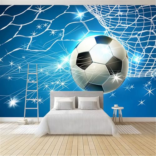 Papel Pintado Pared Panorámico Fútbol Estrella Azul 350x256 cm Fotomurales No Tejido, Murales Decoración de Pared, Póster Gigante Personalizado 3D Para Salón Dormitorio