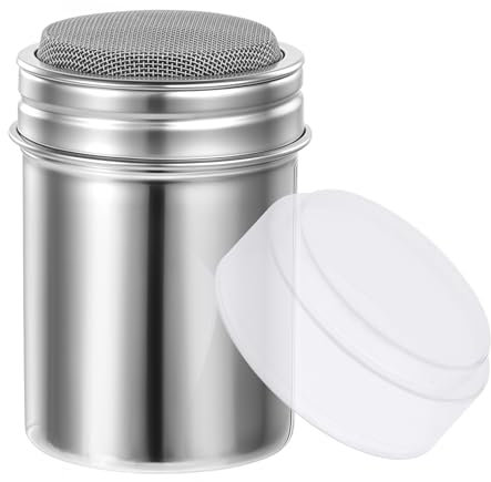 Styquenzer Esparcidor de azúcar en polvo con fresco cacao para capuchino, acero inoxidable, cubierta de polvo, harina, café, azúcar, sal, cacao, harina, chocolate