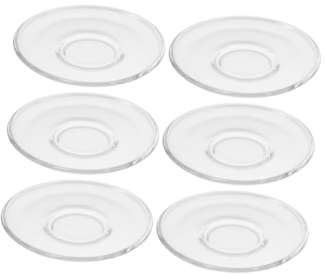HAWILLOSCH Lot De 6 Soucoupes En Verre Transparent 3.54 Pouces Assiettes Sous-Tasse Pour Tasse À Thé Et Café Accessoires De Table ÉLéGants Et Multifonctions