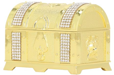 Aladeno Vintage-Schmuckkästchen aus Metall, quaderförmig, Schmuckstück, Aufbewahrungsbox, Schatztruhe, Organizer, Andenkenbox, Ohrringe, Halskette, Aufbewahrungsbox, Schmuck,