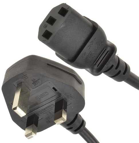 iTechCover 3 Pin UK Mains Adapter/Power AC Cable Lead Compatible with Samsung/Dell/Sony/Panasonic/LG/Toshiba/Acer/Asus/BenQ/LCD Plasma TV and LED Monitor / (1m / 3.3ft)
