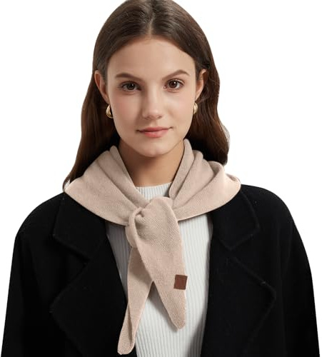 ACUSHLA Écharpe triangulaire en laine tricotée avec grain de riz - Couleur unie - Foulard léger doux - Plusieurs combinaisons de couleurs - Écharpe légère, Beige clair, 110 cm X 38 cm
