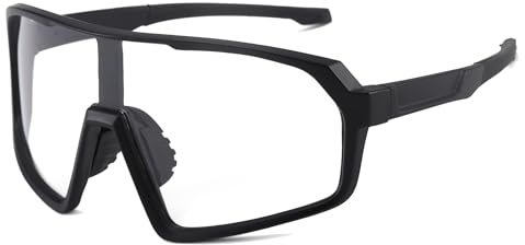 Long Keeper Occhiali da Sole Fotocromatici Ciclismo Occhiali Sportivi Uomo Donna Leggeri Occhiali da Sole Lenti Trasparenti per Corsa Bici Pesca Sci Tennis (Nero)