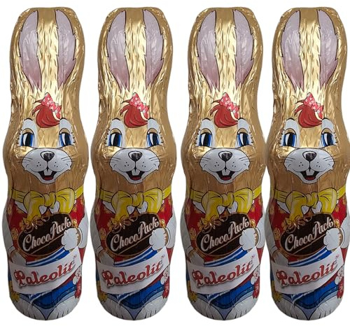 Paleo Hasenfigur aus Zartbitterschokolade ohne Zuckerzusatz Schokolade Osterhase 4x45 g (Vegan)