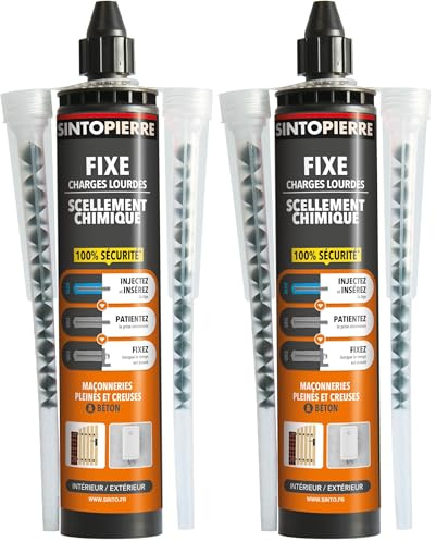 SINTO Scellement Chimique Charges Lourdes - 300 ml - Fixer et Sceller des Charges Lourdes - Matériaux Creux et Pleins - Simple d'Utilisation (Lot de 2)