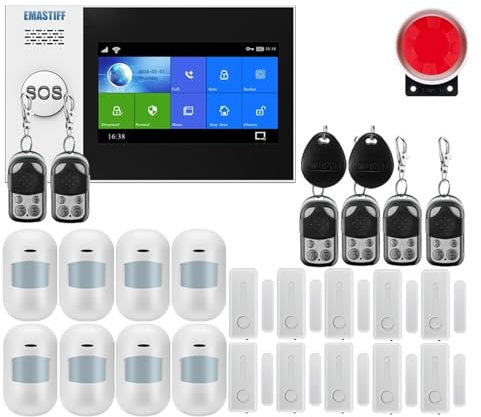 Système de sécurité Domestique, Système D'alarme De Sécurité Domestique GSM Via Détecteur De Mouvement APP Tuya Compatible(W4B1)