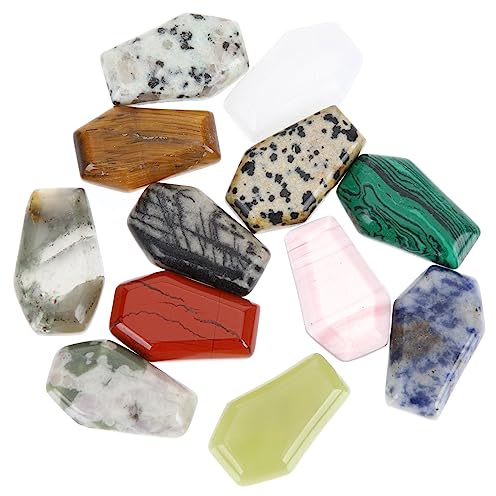 Healeved 12 Piezas de Piedras de Cristal en Forma de Ataúd para Manualidades, Adorno Elegante para Meditación y Relajación Color Aleatorio