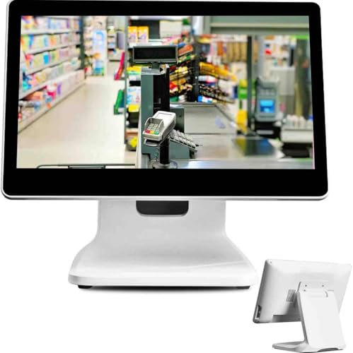 Caisse enregistreuse POS, caisse enregistreuse intelligente à écran tactile 15,6 pouces, 4 Go de RAM, SSD 64 Go, Windows 7/10, angle réglable pour commerce de détail et restaurant, 4 Go
