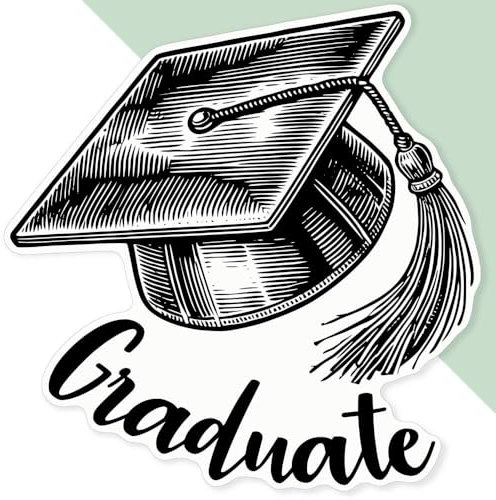 Azeeda 'University Graduate Mortar Board' White Premium Vinyl Decal Sticker – Waterproof, Durable & Easy to Apply - Ideal for Car Bumpers, Windows, Bins and More - XL (460mm) (DW00132151)