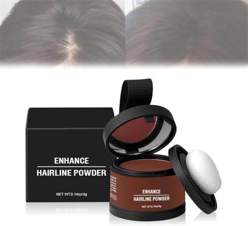 Haaransatzpuder für Frauen & Männer, Magic Root Cover Up, Haarschatten, Haarreicher Schattierungspuder mit Spiegel & Kissen, kaschiert kahle Flecken, wasserfest, verbessern Haaransatzpuder (#02 Auburn