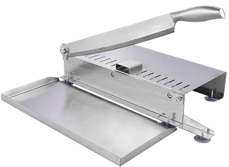 TOPPERFUN Affettatrice Manuale Per Carne in Acciaio Inox, Mannaia Da Macellaio Resistente All’usura Impugnatura Ergonomica, Per Manzo, Pollo e Cucina Domestica e Professionale