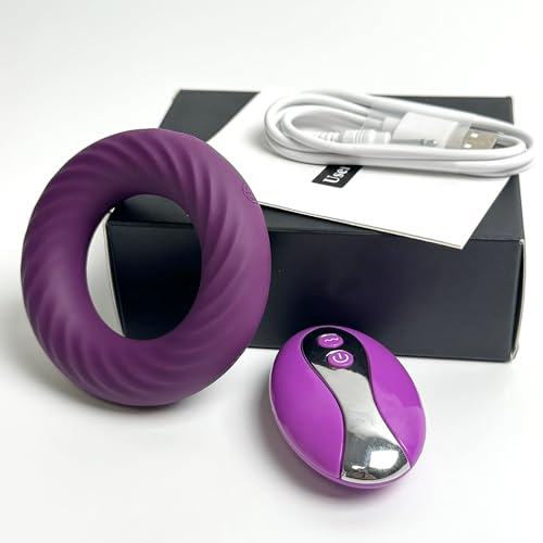 Lila Silikon Penisring 74,5Ø39,5mm 10 Vibrationen Fernbedienung O-Shape | YILUQIFLY verzögerte Ejakulation flexibler Pleasure Paare Sexspielzeug Sperrierung Cockringe Männer kraftvolle Double Motors