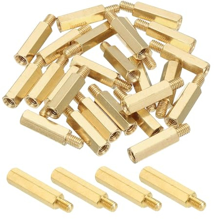PATIKIL M4 Messing Sechskant Abstandshalter 25 Stück PCB Motherboard Abstandsschrauben Für Drone Quadcopter Computer Bau Elektronik Projekte Leiterplatte Gold (M4 x 18mm+6mm)