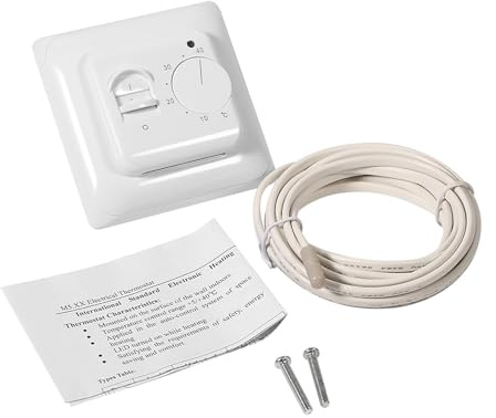 Manual Termostato Calefacción Suelo Radiante Electrico, Mecanico Calefaccion, Controlador de Temperatura, Cable del Sensor de los 2.9m, Control Dispositivos de Calefacción Eléctricos