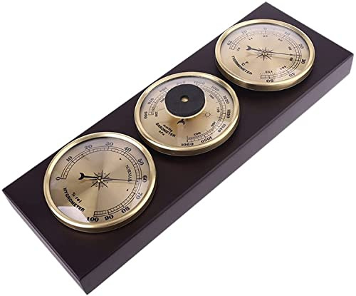 SDGBCXD barometro, Set da 3 Pezzi di termometro, barometro, igrometro, Stazione meteorologica con Base in Legno e Ornamenti