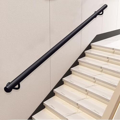 MSHGSKU Pasamanos de Metal Negro para escaleras - 60 cm, 90 cm, 1 m, 1,5 m, 2 m, 3 m, 4 m, 5 m, 6 m, pasamanos de Escalera de Hierro Forjado para el hogar, guarderías, lofts, pasillos, Bar