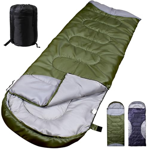 INVOKER Sleeping Bags for Adults Kids, Ultralight Backpacking Sleeping Bag Cold Weather & Warm Extra Wide for Big & Tall Person 3-4 Season 1.3KG Lightweight, Adult Blanket for Camping, Travel, Hiking