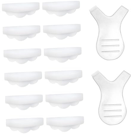 PartyKindom Kit con 12 Pezzi Cuscinetti in Silicone per Laminazione Ciglia per Sollevare e Arricciare le Ciglia Naturalmente e 2 Spazzole a Forma di Y per Regalo