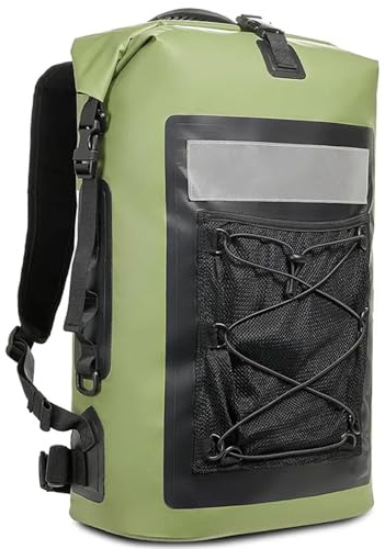 GMGQJST Dry Bag Rucksack Schwimmen Kajak Dry Bag Rucksack for Frauen Männer wasserdichte Schulter Trekking Driften Rafting Surfen Bootfahren PVC Camping Tasche 35L(Deep Green)