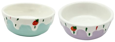 HIAKDOFT Ciotole per Criceti e Piccoli Animali in Ceramica, Set 2 Pezzi, Superficie Liscia e Compatta, Facile da Pulire, Ciotole per Cibo Roditori e Piccoli Animali Domestici