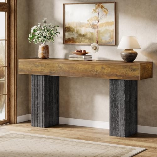 Tribesigns Table console longue de 160 cm de long, table de canapé de maison de campagne derrière le canapé, grande table d'entrée étroite pour le salon, table en bois pour le couloir, marron rustique