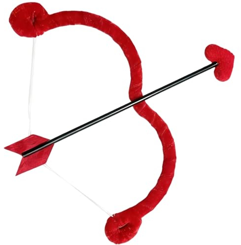 Hbbgdiy Amor-Pfeil- und Bogen-Set, Herzform, Valentinstag-Requisite für Cosplay, Fotografie, Weihnachtsfeier, niedliches Amor-Kostümzubehör für Mädchen und Paare, Rot
