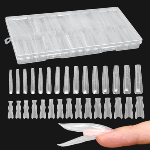 Formas Para Uñas Transparente 180 Piezas Herramientas de Manicura Sandwich | Puntas De Uñas Cobertura Total para Familia Amigos Maquillaje Salón Hogar Viaje Boda Nupcial Spa Vacaciones