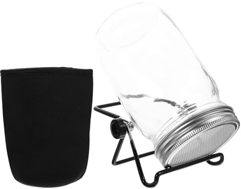 Lurrose Kit de Germination en Bocal 32Oz avec Couvercle Tamis en Acier Inoxydable Support Compact pour Bocaux à Large Ouverture Paquet D’Ombrage pour Germes – Accessoire pour Germoir à