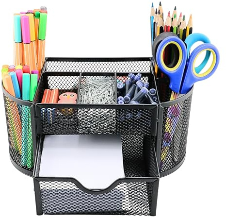 Norivo Hochwertige Stifte Organizer Büroorganizer 8 Fächer u. Schublade Gadgets Schreibtisch Zubehör Büro Zubehör Desk Organizer Stiftehalter Schule stiftebox schreibtisch gadgets office stifthalter