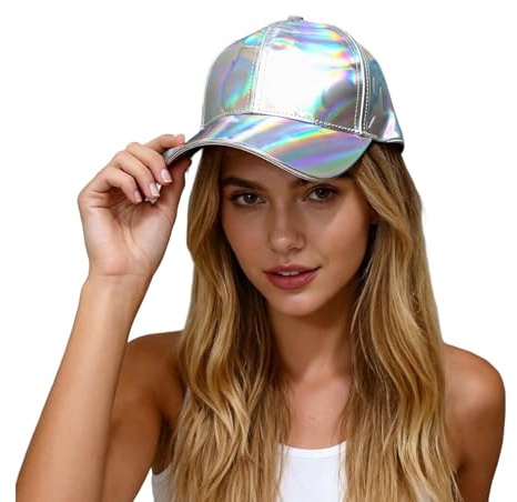 Chapeau unisexe à visière style hip-hop avec casquette de baseball colorée pour, argenté, taille unique