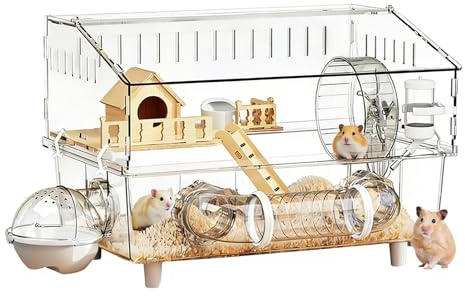 Großer Hamsterkäfig,45x30x34 cm zerlegbare Box mit Beschäftigungsmöglichkeit | Nagergehege für Kleintiere,Für den Außenbereich, Reisen, als Kleintier- und Spielhaus für kleine